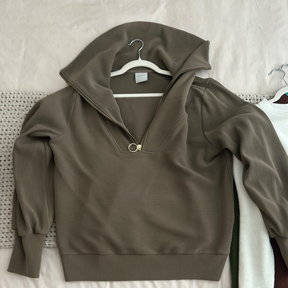 Varley VINE PulloverTaupe/ Olive  Ribbed Sweater - Picture 1 of 4
